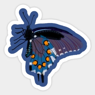 Spirograph Collage Blue and orange butterfly Sticker